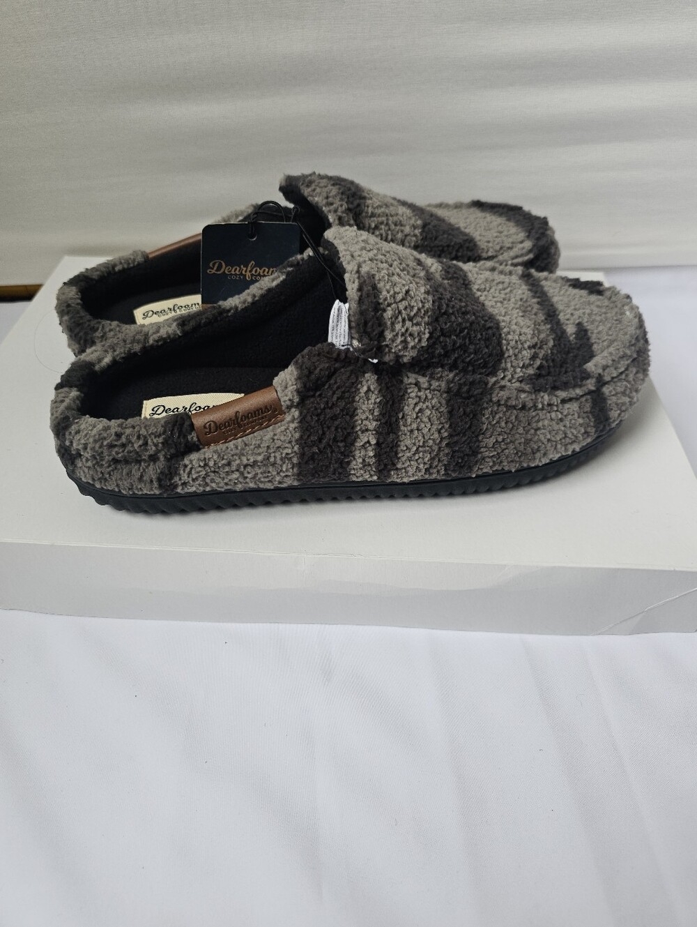 Dearfoams Men's Clog Slippers Gel Infused Memory Foam Camo Grey Size S 7-8 NWT